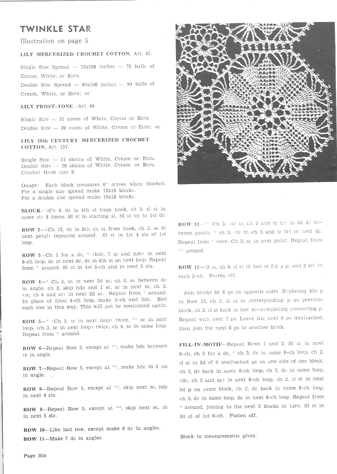 Twinkle Star Bedspread Motif Vintage crochet Pattern